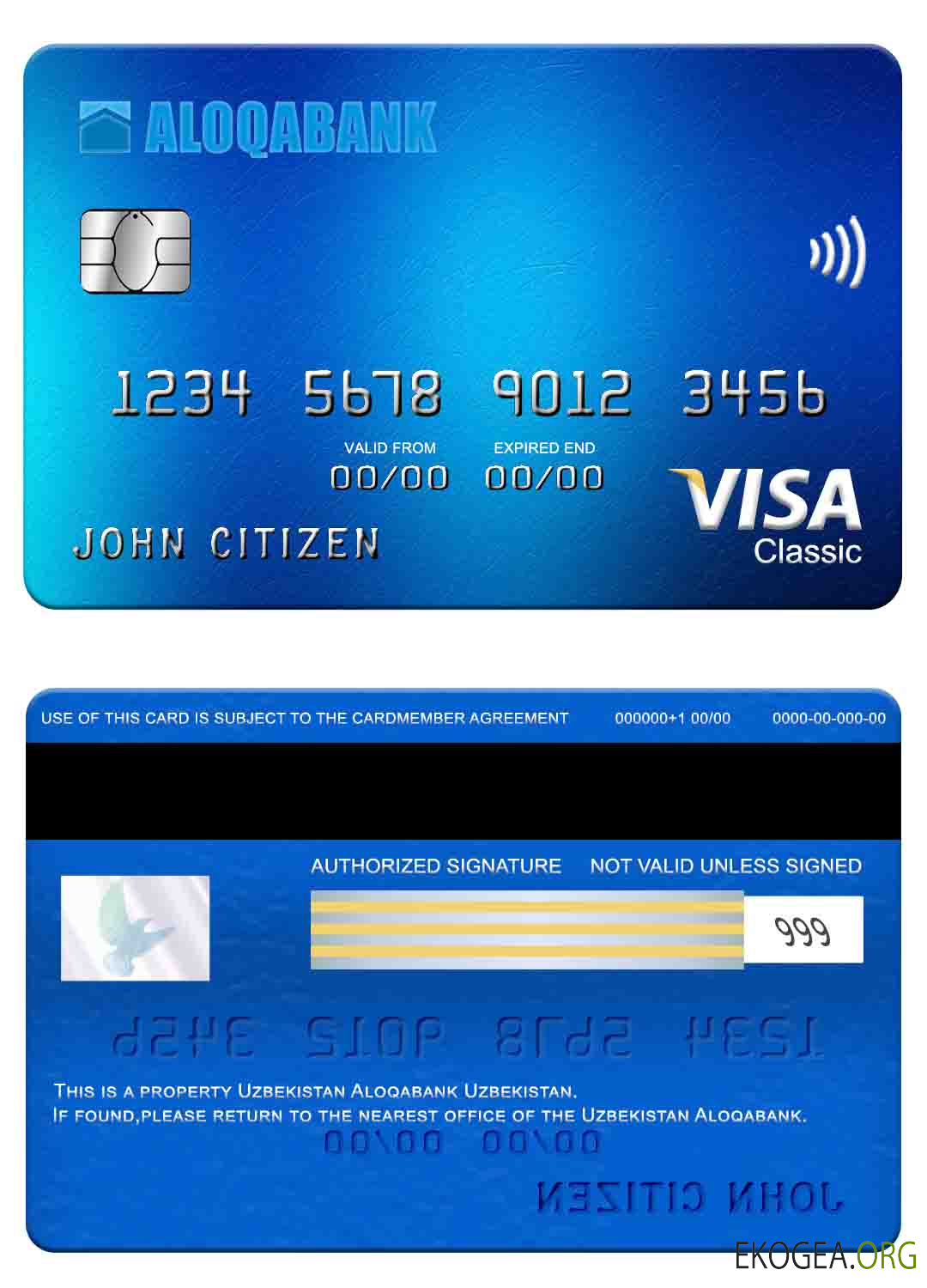 Carte visa classique Aloqabank Ouzbékistan